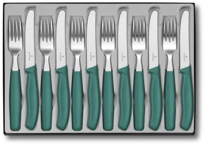 Produktbild von Victorinox Classic Tafelbesteck Set, 12-teilig, Messer und Gabeln, Grün