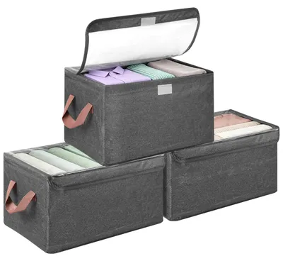 3er-Set Kleiderschrank-Organizer, 23 L, 40x27x21 cm, faltbar, grau