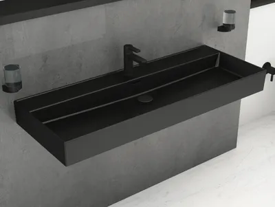 Produktbild von Aqua Bagno Loft Air Keramik Waschbecken 120cm Möbel-Waschtisch schwarz matt