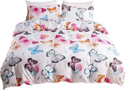 Immagine prodotto di Set di biancheria da letto con motivo floreale - 200 x 200 cm - 3 pezzi - microfibra - lenzuolo 200x200 cm - 2 federe 80x80 cm con cerniera