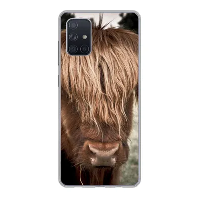 Produktbild von MuchoWow® Handyhülle Schutzhülle Hülle für Samsung Galaxy A51 Schottischer Highlander - Baum - Gras Silikon Softcase Handy Hülle - Schutzabdeckung