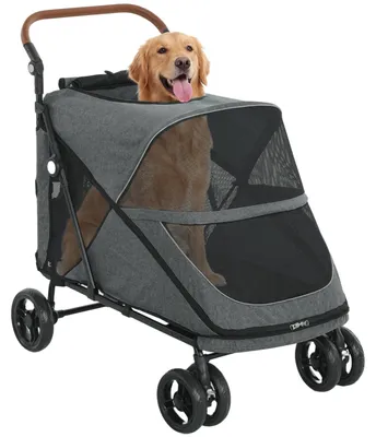Immagine prodotto di Carrello pieghevole per cani – Adatto a cani di taglia media e grande – Fino a 30 kg – Grigio