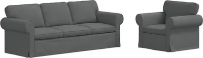 Produktbild von vidaXL Sofa Set 2 stk. Dunkelgrau Stoff