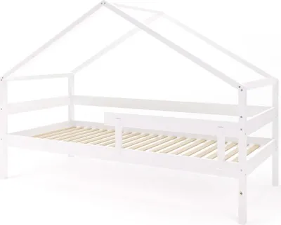 Produktbild von FURNLUX Hausbett Hytte Weiss 90x200cm / Hauptfarbe: Weiß / Abmessungen: 97 x 134 x 211 cm