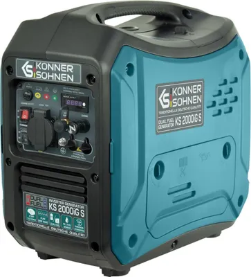 Produktbild von Könner & Söhnen Hybrid Inverter Stromerzeuger KS 2000iG S, 2000W, Dual Fuel LPG/Benzin, reine Sinuswelle, leise, Gas-Generator, Camping