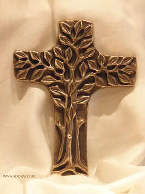 Bronzenes Wandkreuz Lebensbaum 18 cm