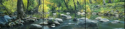 Produktbild von Bedruckter Sichtschutz PANORAMA XXL Fluss Foto-Motiv 7,5m x 1,8m