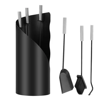 Immagine prodotto di Set caminetto Fiqops Set stufa Set caminetto Nero 4 pezzi
