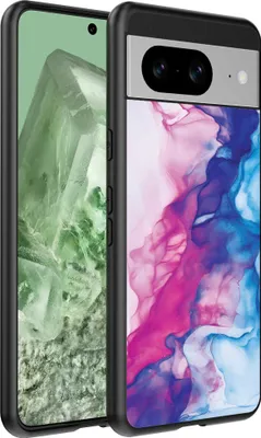 Produktbild von Fit für Google Pixel 8 Telefon Fall mit rosa blau Marmor Print - TPU Backcover Fall Rose blau Marmor Design - Smartphonica