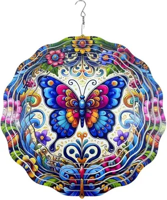 Zdjęcie produktu dla Trójwymiarowy dzwonek wiatrowy ze stali nierdzewnej, 30 x 30 cm, z motywem ptaków