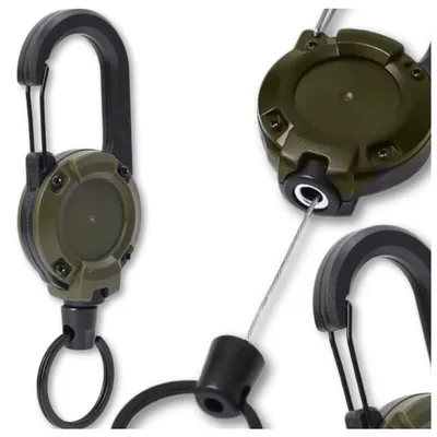 Produktbild von Retraktor-Schlüsselanhänger, einziehbares Seil, Outdoor-Karabiner, 68 cm, schwarz