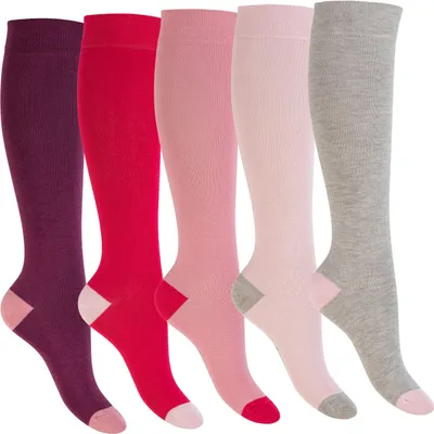 Produktbild von Footstar Kinder Baumwoll Kniestrümpfe (5 Paar) mit abgesetzter Ferse und Spitze - Berry 23-26