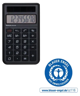 Produktbild von MAUL Taschenrechner ECO 250 LCD-Anzeige 1-zeilig, 8 Ziffern Solar 9.8 x 6 x 1.2 cm schwarz