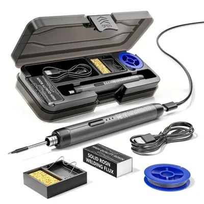 Produktbild von Kabelloser Lötkolben mit LED-Display, 5 Temperaturstufen (260-420℃), Wechselbare Heizpatrone, Schnellladung, Auto-Sleep für Elektronik-Reparatur, DIY