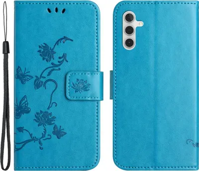 Produktbild von Samsung Galaxy S25 / S24 Hülle - Coverup Blumen & Schmetterlinge Klapphülle - Blau