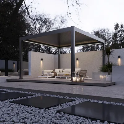 Produktbild von Weide E-Deluxe Plus elektrische Pergola Voll-Aluminium 4x4m mit Lamellendach anthrazit