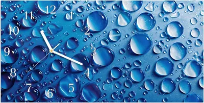 Produktbild von Wanduhr aus Glas mit Motiv Wassertropfen- 60 x 30 cm - inkl. Aufhängesystem
