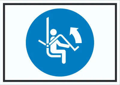 Produktbild von Sicherheitsbügel des Sessellifts öffnen Symbol Schild A2 Rückseite selbstklebend