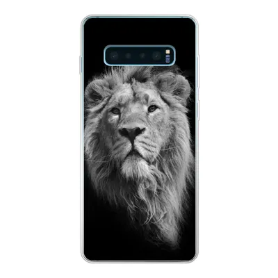 Produktbild von MuchoWow® Handyhülle Schutzhülle Hülle für Samsung Galaxy S10 Lite Asiatischer Löwe vor schwarzem Hintergrund in Schwarz und Weiß Silikon Softcase Handy Hülle - Schutz