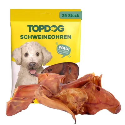 Produktbild von TOPDOG Premium Schweineohren - Kausnack für Hunde - 25 Stück