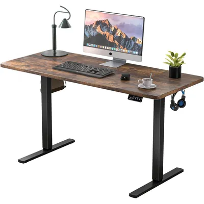 Obrázek produktu pro Výškově nastavitelný psací stůl 110x60 cm, elektrický, s funkcí paměti, barva hnědá