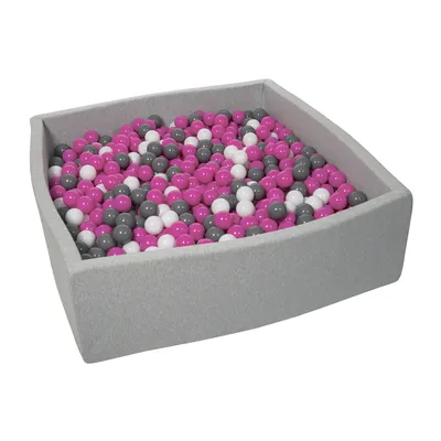 Produktbild von Bällebad für Kinder, 120x120 cm, Spielplatz + 1200 Bälle weiß, rosa, grau