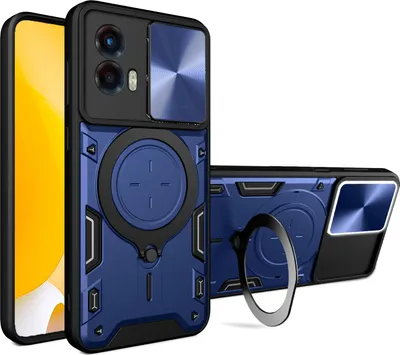 Obrázek produktu pro Pouzdro pro Motorola Moto G 5G 2023 dvojvrstvé odolné pouzdro s ochranným krytem kamery a kruhovým stojánkem na prsten Modrý