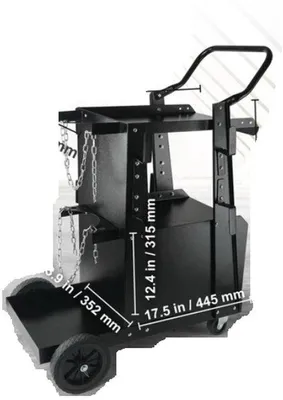 Image de Chariot à deux étages, roues pivotantes, grand compartiment, poignée antidérapante