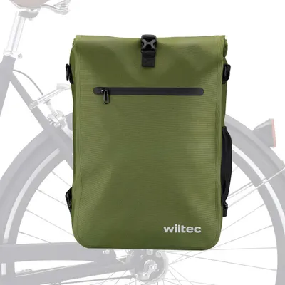 Obrázek produktu pro Wiltec brašna na zavazadla olivová, batoh na kolo s úložným prostorem 25 l, brašna na zavazadla s přihrádkou na notebook, voděodolná brašna na kolo