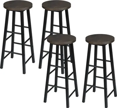 Produktbild von WOLTU Barhocker 4er Set Bistrohocker, Gestell aus stabilem Stahl, Sitzfläche aus MDF, Schwarz-Rostfarbe