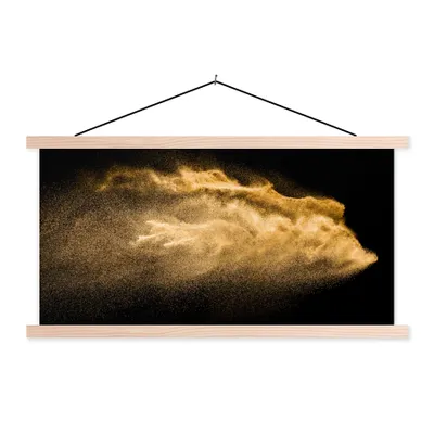 Produktbild von MuchoWow® Textilposter Sand - Gold - Schwarz - Luxus - Kunst 120x60 cm mit holzfarbenen Rahmen - Klemmleiste
