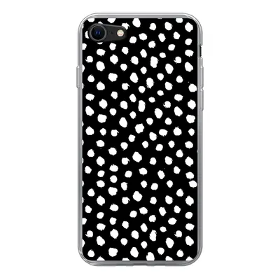 Produktbild von MuchoWow® Handyhülle Schutzhülle Hülle für iPhone SE 2020 Polka dots - Schwarz - Weiß Silikon Softcase Handy Hülle - Kartenbesitzer