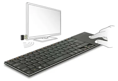 Productafbeelding van Delock Smart TV-toetsenbord - met touchpad - draadloos - 2.4 GHz - Duitse lay-out - zwart - retailverpakking