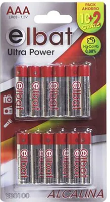 Produktbild von Elbat Lr03/aaa Alkalibatterie 12 Einheiten Durchsichtig  Durchsichtig One Size