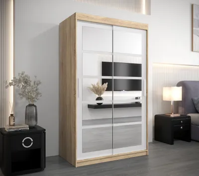 Produktbild von MINIO Kleiderschränk 120 cm ROMA 2 Sonoma Eiche / Weiß