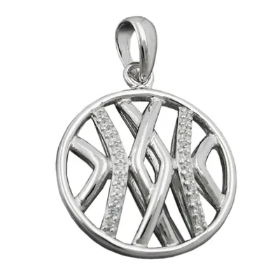 Produktbild von Anhänger 19mm rund mit Zirkonias glänzend rhodiniert Silber 925 silber 19mm