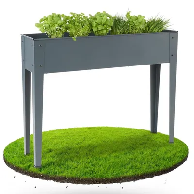 Image de Bac à plantes surélevé métal - 101,5 x 26 x 80 cm - 45 litres - Charge max 50 kg - Pour balcon et jardin