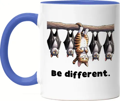 Produktbild von Be different Katze Kopfüber Tasse Blau - Lustiges Design