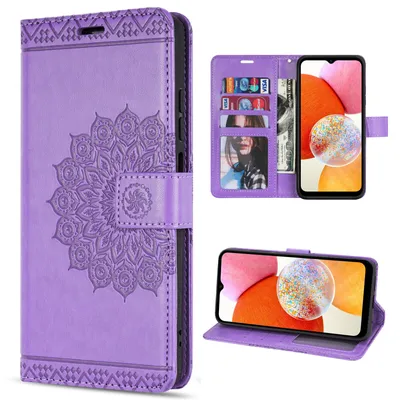 Produktbild von Klapphülle für Samsung Galaxy A14 in 6 Farben Handyhülle Wallet Case Kunstleder Lila