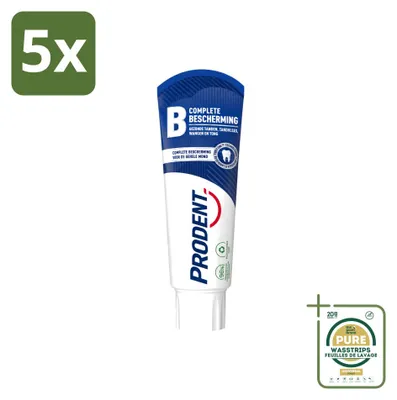 Produktbild von 5 x Prodent Complete Bescherming Tandpasta met Pro-Zinc Technologie - 75 ml - Vorratspackung - 5 Stücke