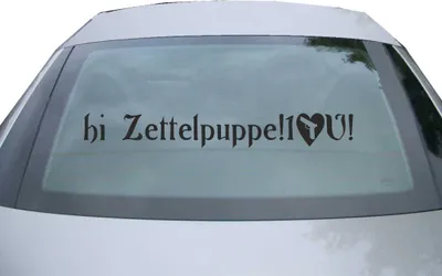 Produktbild von Indigos UG - Aufkleber Heckscheibe & Motorklappe DE2113 - schwarz - 600x85 mm - Zettelpuppe! I love you - Auto Scheiben Fenster Heckklappe Tuning Racing JDM - Die cut