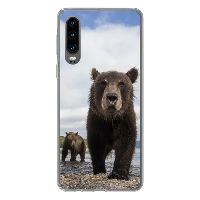 Produktbild von MuchoWow® Handyhülle Schutzhülle Hülle für Huawei P30 Bär - Küste - Wasser Silikon Softcase Handy Hülle - Kartenbesitzer
