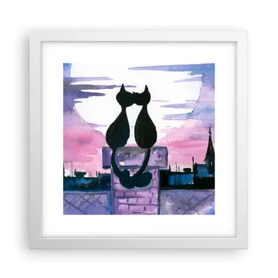 Produktbild von Gerahmtes Poster - Weißer Rahmen - Katzen Dach Liebe Tier - 30x30 cm - Wand Bild - Wanddeko - Wandbilder - Kunstposter - Wandposter - Bilderrahmen - Bilder - Kunstdruck - Wandbild - P2WAC30x30-2970