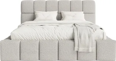 Produktbild von FEDVE Polsterbett Lund aus Bouclé-Stoff 160x200 cm, Grau