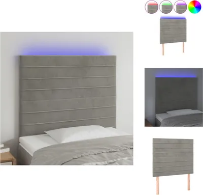 Produktbild von vidaXL LED Kopfteil Hellgrau 100x5x118/128 cm Samt -  Kopf- & Fußenden