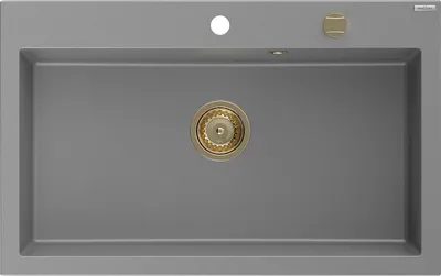 Obrázek produktu pro Mexen Elix granitový dřez 1-komorový 800 x 500 mm, šedý, zlatý sifon - 6527801005-71-G