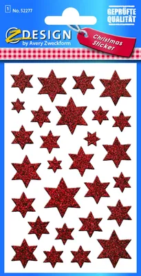 Produktbild von Zweckform Weihn.Schmucketikett Sterne 52277 rot Glamour