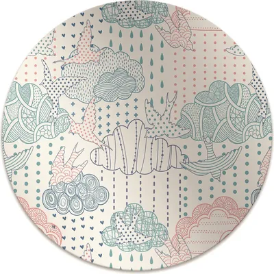 Obrázek produktu pro Kulatá ochranná podložka pod podlahu - Ochranná podložka pod židli - Podložka pod podlahu - 140x100 cm - Mraky a tečky