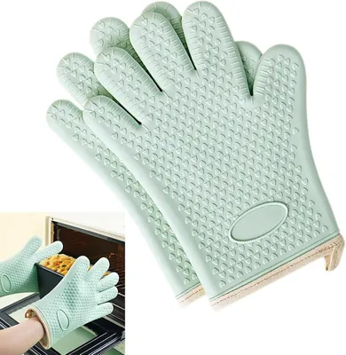 Produktbild von Silikon-Ofenhandschuhe 2 Stück, Hitzebeständig Bis 300 °C, Rutschfest, Für Backen Grillen Und Kochen