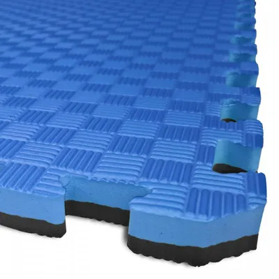 Produktbild von TATAMI PUZZLE Matte – Zweifarbig – 50 x 50 x 2,0 cm Fitnessmatte blau-schwarz